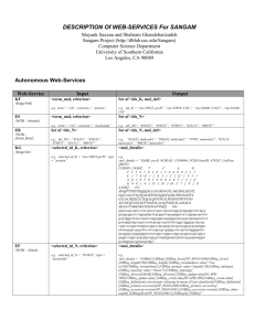 "Description of Web-Services for SANGAM". - usc dblab