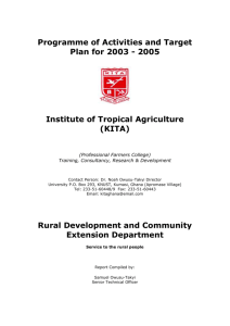 Programme of Activities and Target Plan for 2003 - 2005