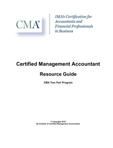 Certified Management Accountant Resource Guide CMA Two Part