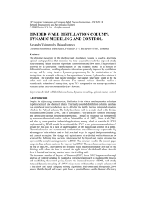 Divided Wall Distillation Column: Dynamic Modelling and Control