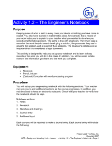 Activity 1.2 The Engineer's Notebook