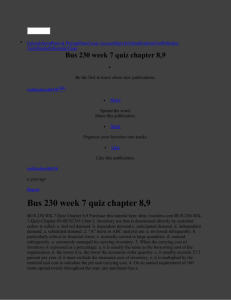 Bus 230 week 7 quiz chapter 8,9 by mildredsmith456
