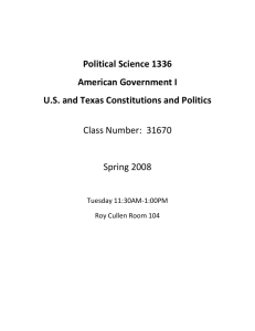 Political Science 1336 American Government I U.S. and Texas