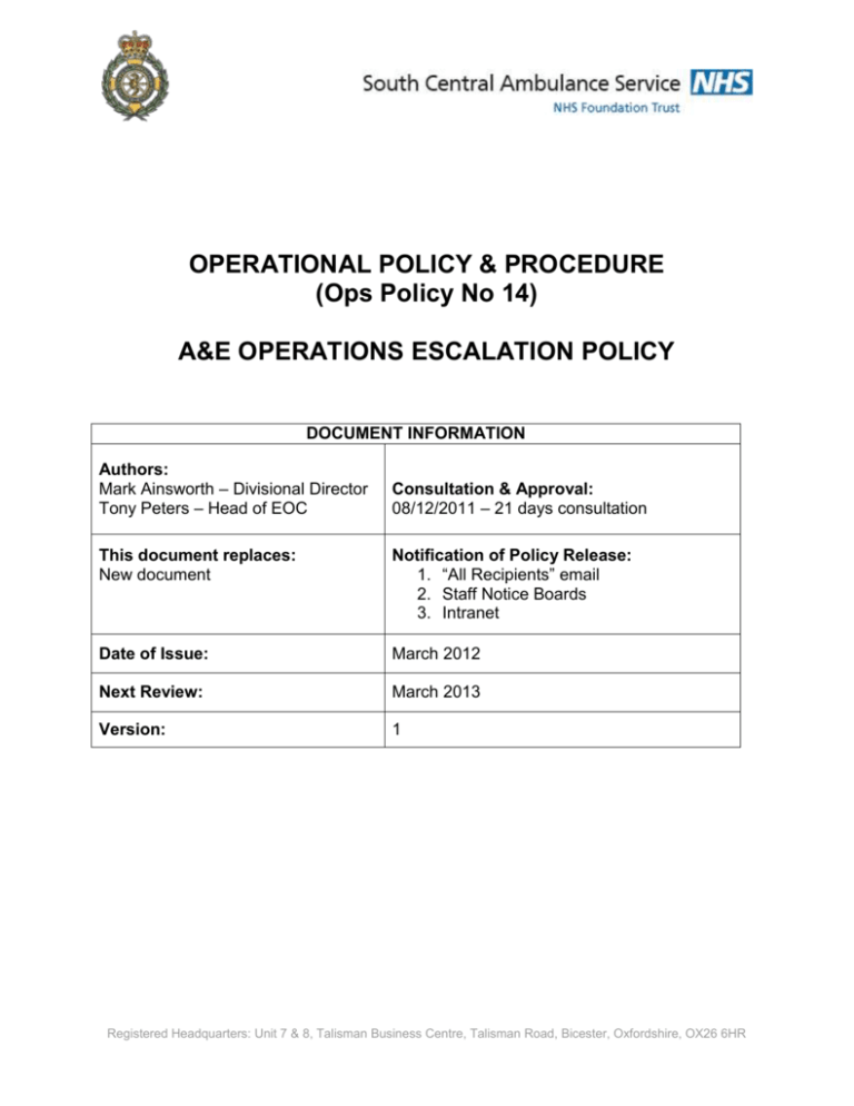 Emergency Operations Escalation Procedure