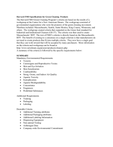 Harvard University, Specifications For Green Cleaning