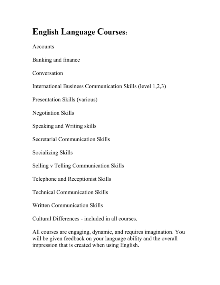 English Language Courses 