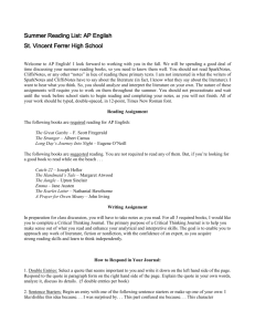 Summer Reading List: English 10 - Saint Vincent Ferrer High School
