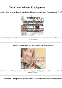 Get A Loan Without Employment - Home Equity Loan For Bad Credit
