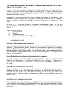 Course 1 The Sensory Integration Perspective