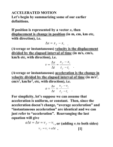Notes on Accelerated Motion and Newton's Laws