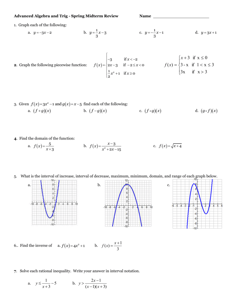 Advanced Algebra And Trig