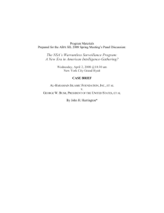 Al Haramain v Bush Case Brief - The Law Office of John Harrington