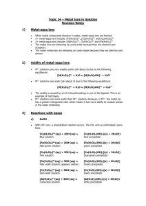 metal ions in solution