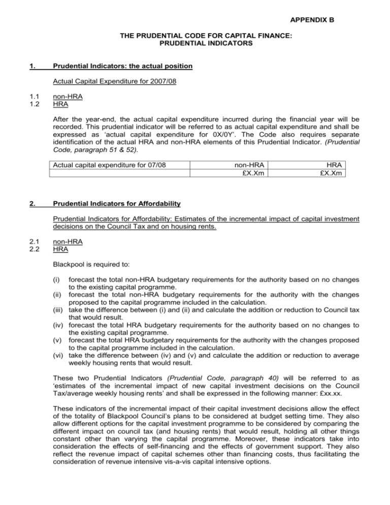 The Prudential Code For Capital Finance