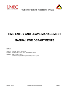 Time Entry & Leave Processing Manual - Human Resources