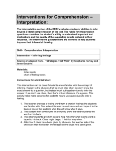 Interventions for Comprehension – Interpretation: