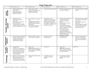 Weekly Planning Sheet - Anne Arundel County Public Schools
