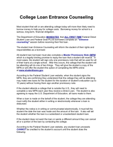 College Loan Entrance Counseling