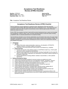 Acceptance Test Readiness Review (ATRR