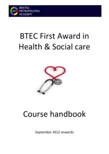 BTEC First Award Health & Social Care Handbook