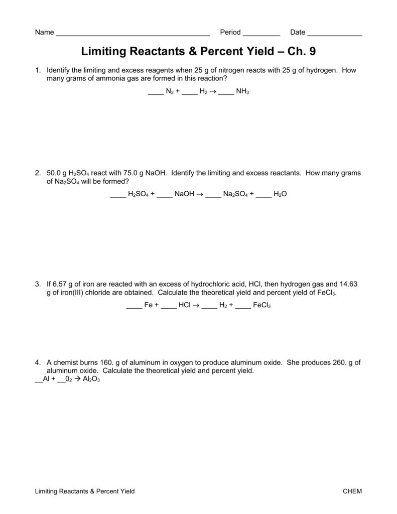 limiting-reactants-worksheet