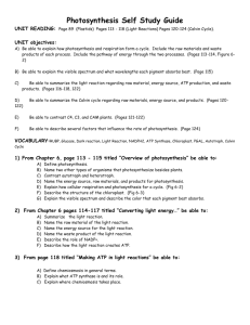 Photosynthesis Self Study Guide
