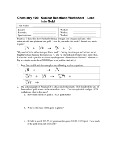 Chemistry 100: Nuclear Reactions Worksheet – Lead into Gold
