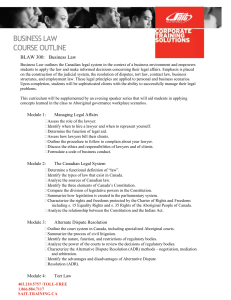 BLAW 300: Business Law Business Law outlines the Canadian