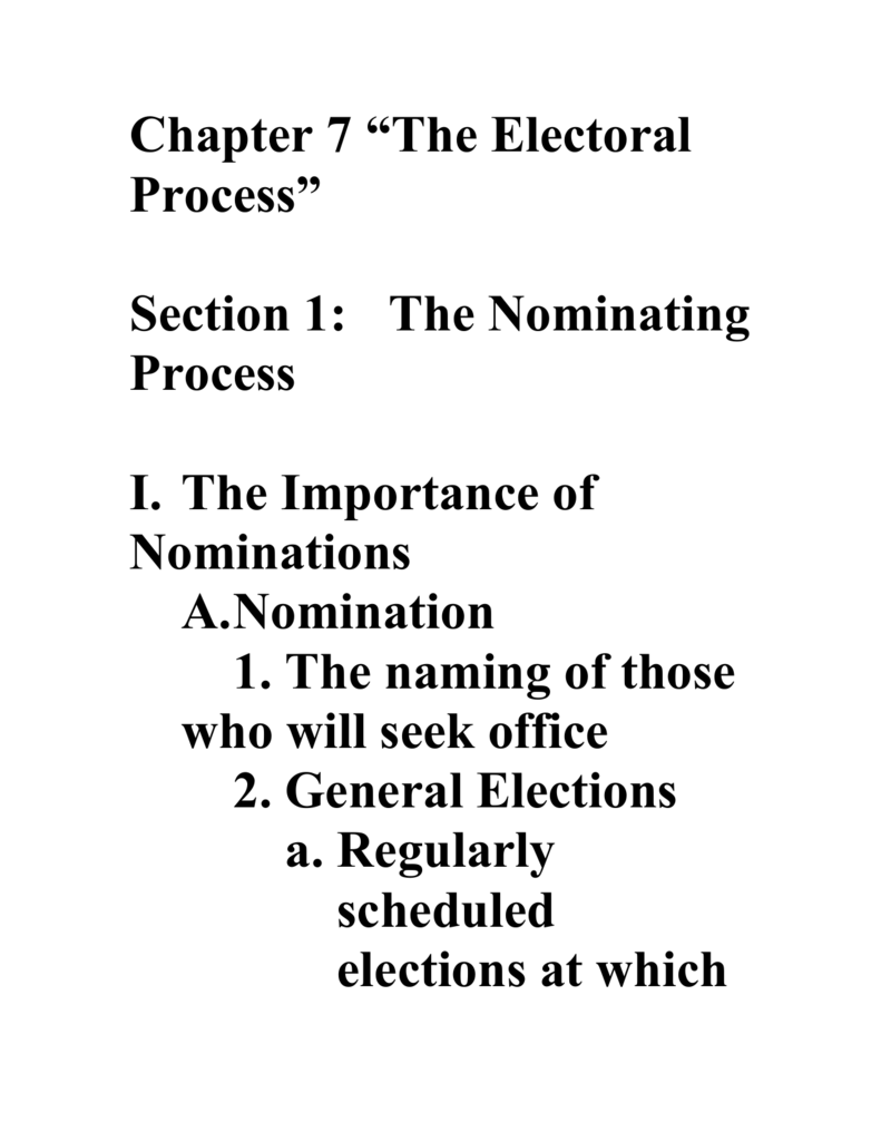 Chapter 11 “The Electoral Process” With Regard To The Electoral Process Worksheet