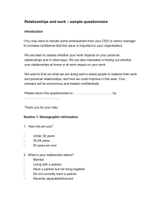 Relationships and work – sample questionnaire