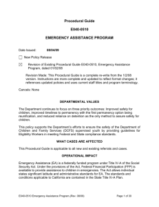 E040-0510, Emergency Assistance Program