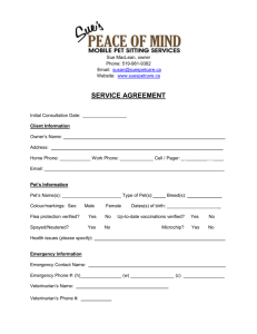 Pet Sitting Service Agreement - Sue's Peace of Mind