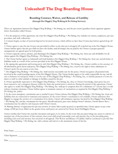Unleashed! The Dog Boarding House Boarding Contract, Waiver