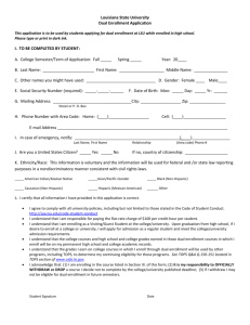 Louisiana State University Dual Enrollment Application This