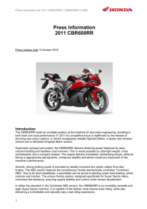 Press information for 2011 CBR600RR / CBR600RR C