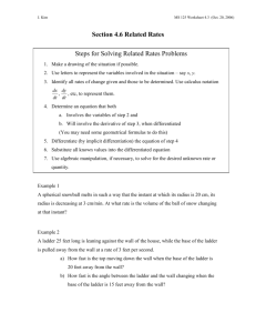 Worksheet on Related Rates (Section 2