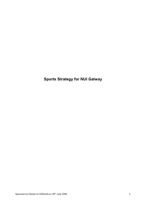 Sports Strategy Based on report by Genesis Consulting