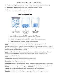 STATES OF MATTER TEST – STUDY GUIDE