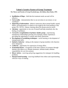 Yalom's Curative Factors of Group Treatment
