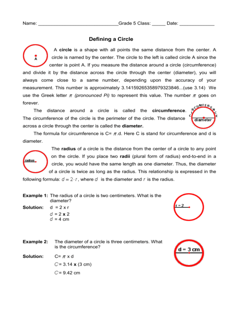 Defining a circle