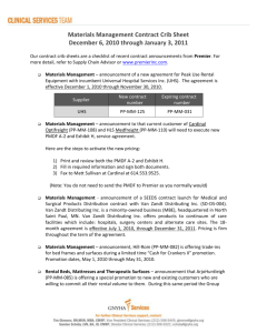 Materials Management Contract Crib Sheet December 6, 2010