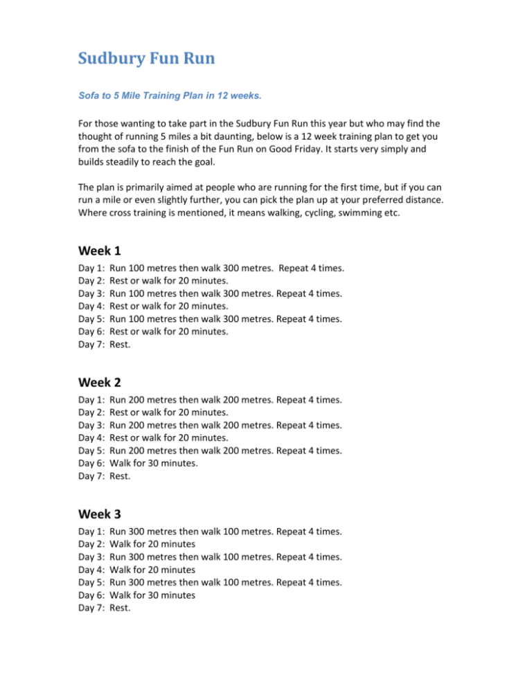 5 Mile Training Plan