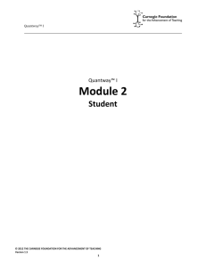 QuantwayTM I Quantway™ I Module 2 Student +++++ This Module