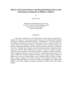 Parental Absences, Relocation, and Children's Education: Evidence