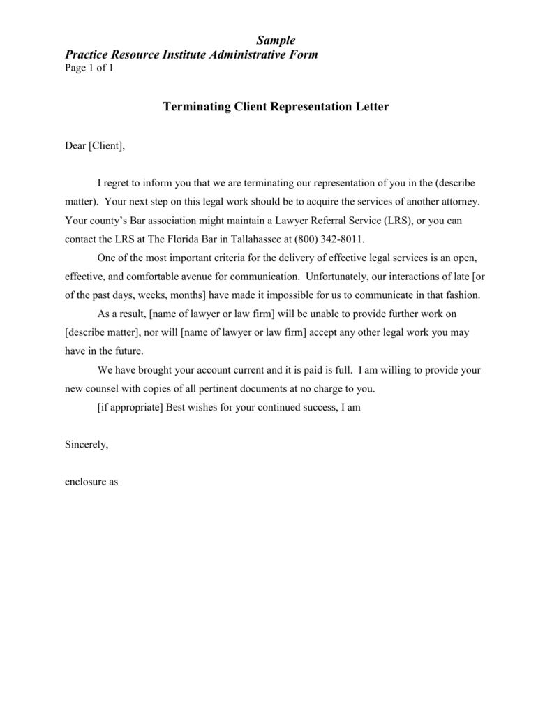 Letter Of Representation Attorney Sample Template Collections