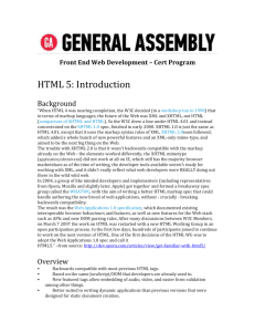 Front End Web Development – Cert Program HTML 5: Introduction