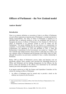 Officers of Parliament – the New Zealand Model