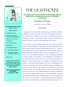 THE LIGHTHOUSE The official publication of the Maine Association