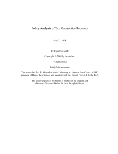 A Tax Policy Analysis of Treatment of Tax Malpractice Recoveries