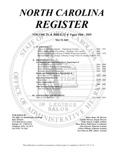 NORTH CAROLINA REGISTER BoilerPlate